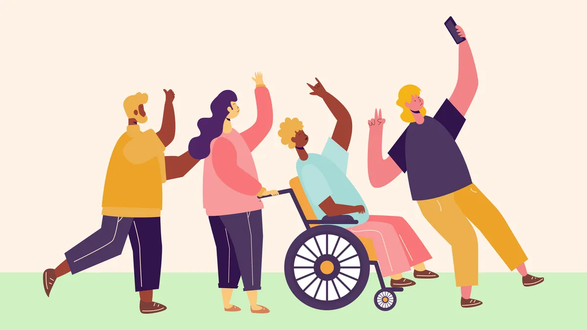 Illustration of volunteers supporting community development initiatives